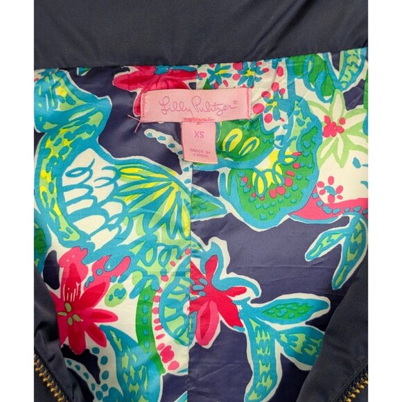 Lilly Pulitzer Navy Blue Down Filled Puffer Vest Women's XS Zip Pockets Preppy - Picture 4 of 5